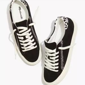 Madewell Sidewalk Low Top Sneakers Black Suede Spot Calf Hair 6M